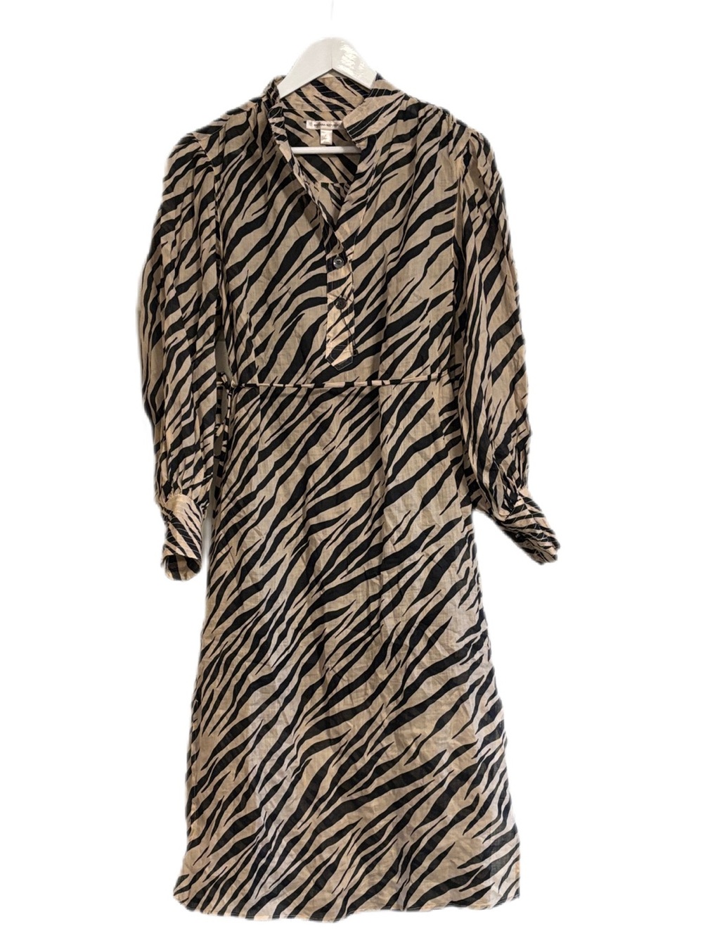 Banana Republic Zebra Print Ramie Midi Shirt Dress. Size XS